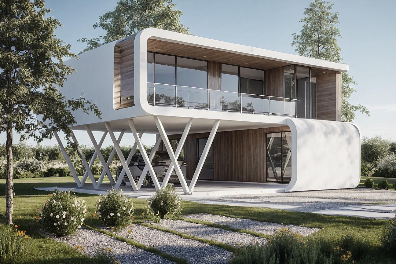 Dom w Żorach | Lekka bryła na stalowych podporach